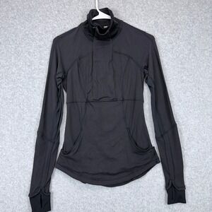 Lululemon Base Runner 1/2 zip Pullover Women 4 Black Athletic Yoga Gym Gorpcore